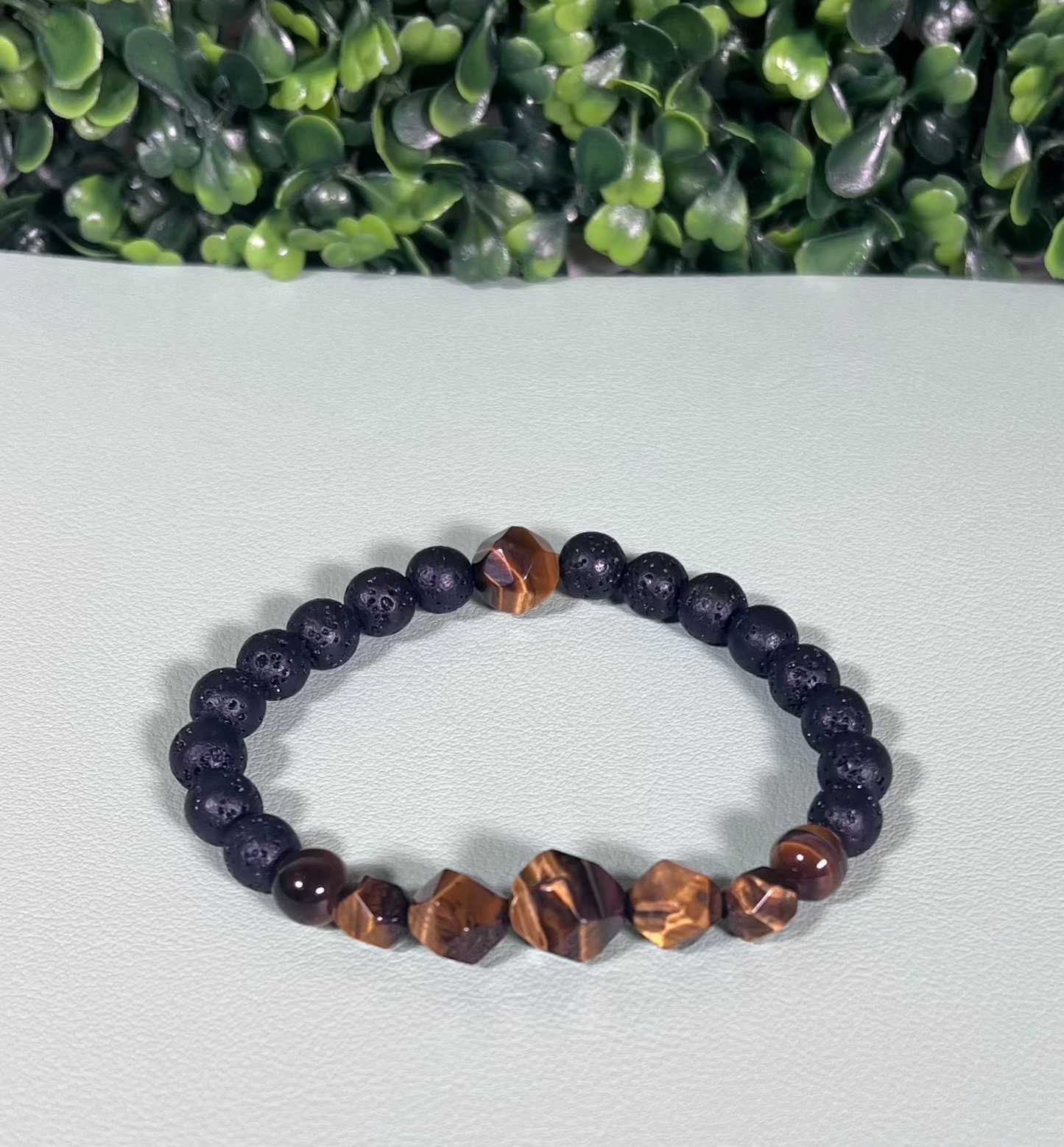 Tiger's Eye & Lava Rock Bracelet