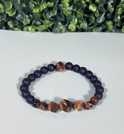 Tiger's Eye & Lava Rock Bracelet