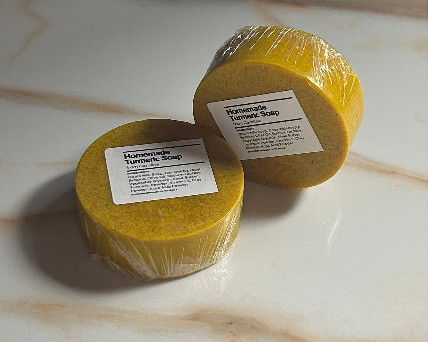 Travel size bars of turmeric soap