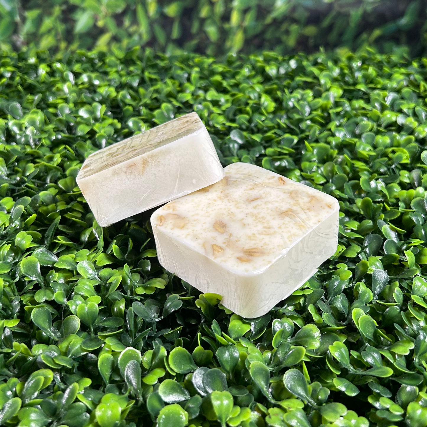 square bar of oatmeal and collagen soap