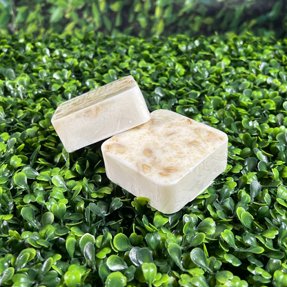 square bar of oatmeal and collagen soap