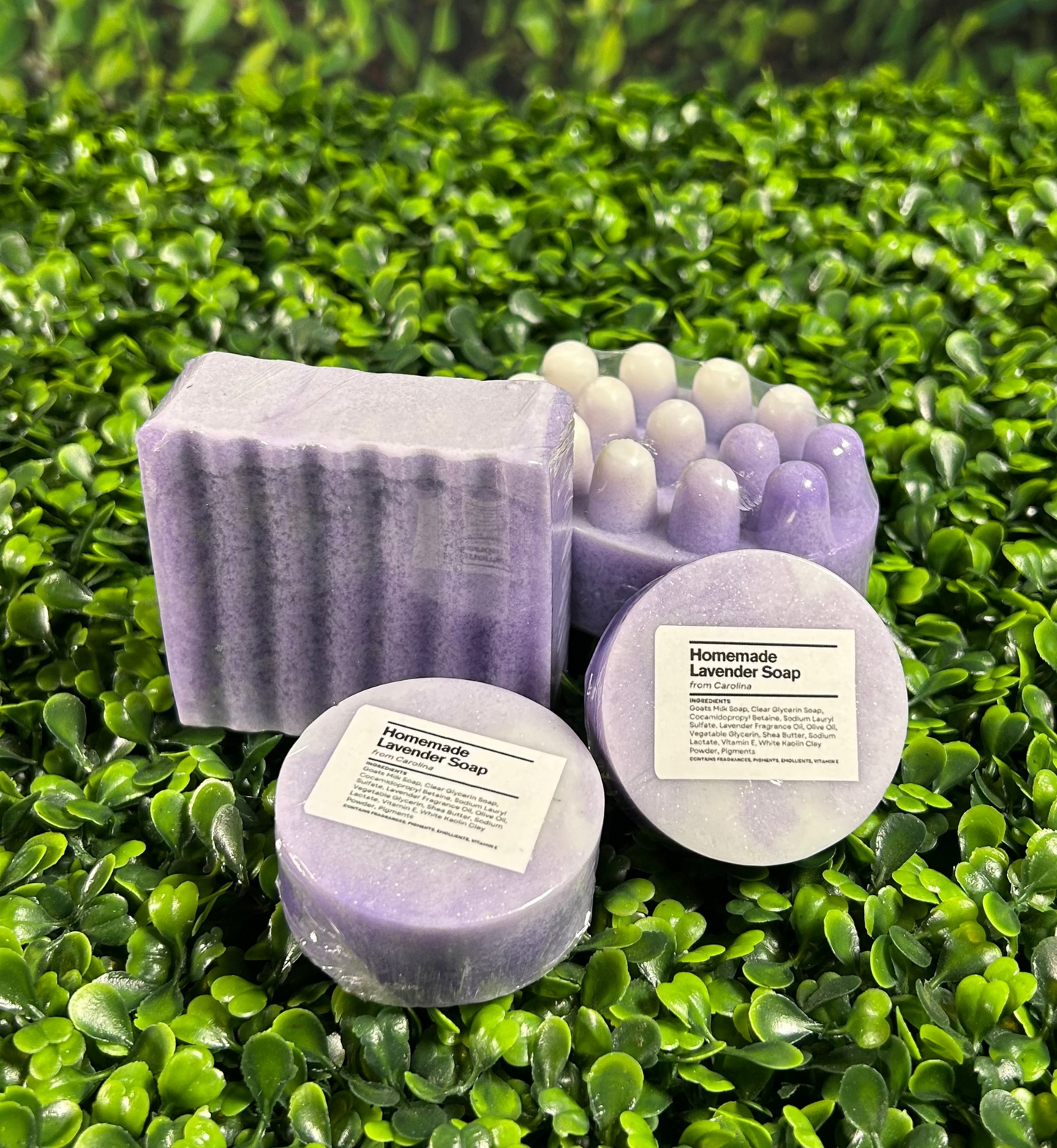 all variants of lavender bar soap together