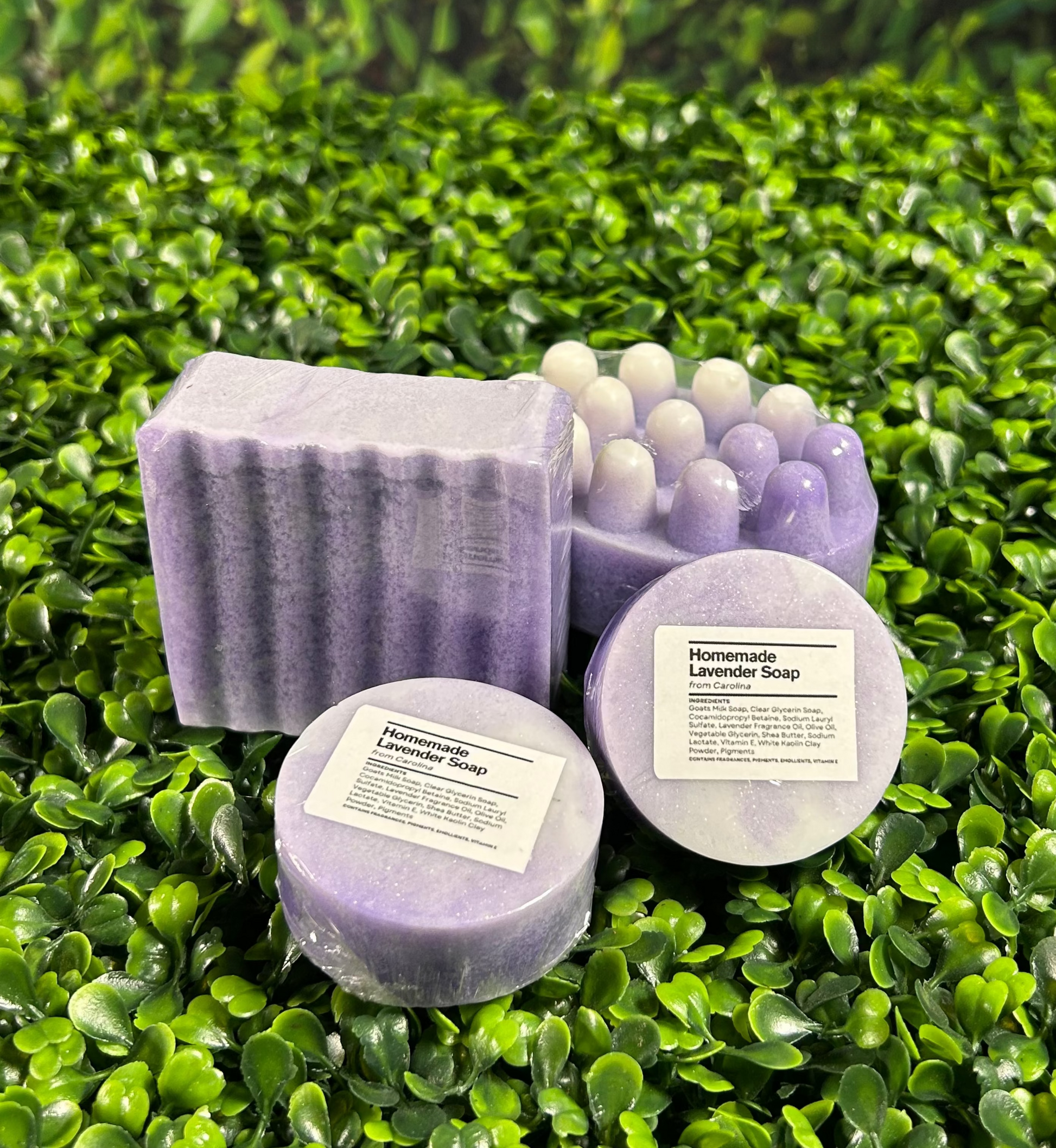 all variants of lavender bar soap together