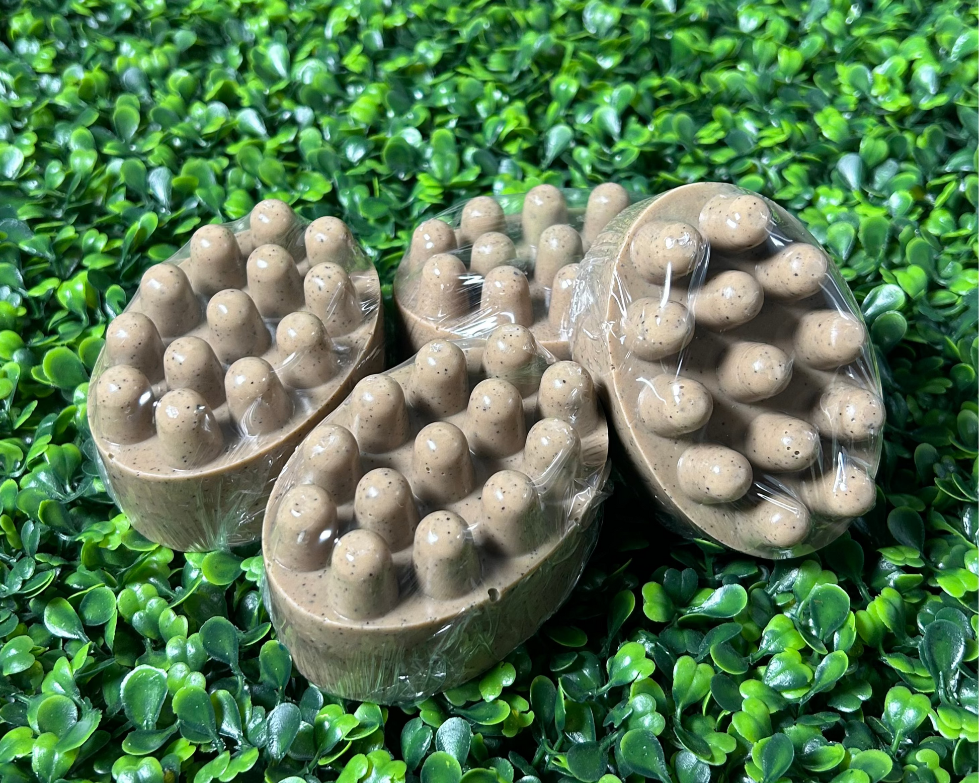 scrub bars of exfoliating coffee soap