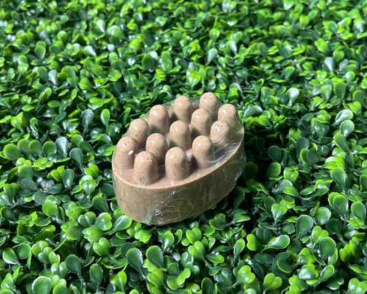 scrub bar of exfoliating coffee soap