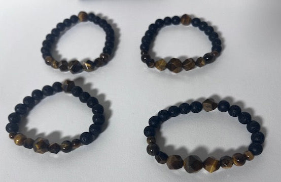Tiger's Eye & Lava Rock Bracelet