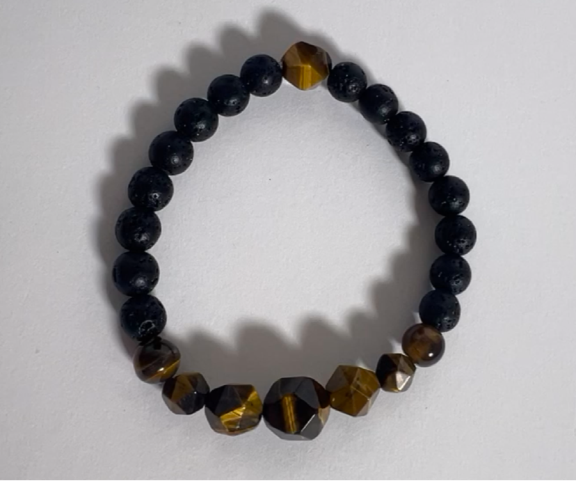 Tiger's Eye & Lava Rock Bracelet